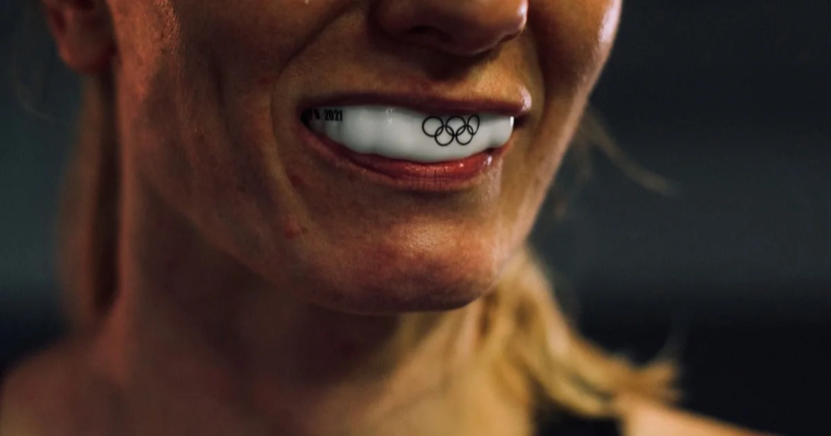 Close-up of a protective mouthguard