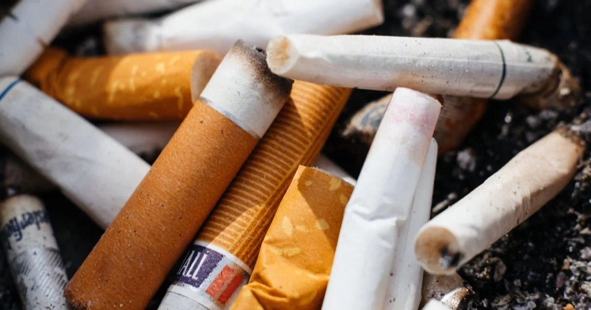 Cigarette butts in an ashtray